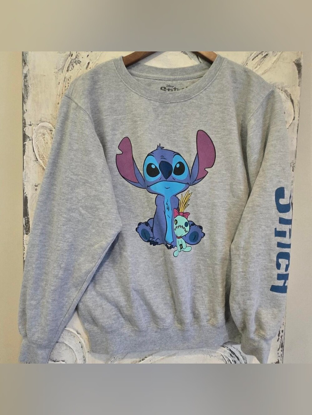 Disney Grey Sweatshirt with Blue & Purple Stitch Graphic